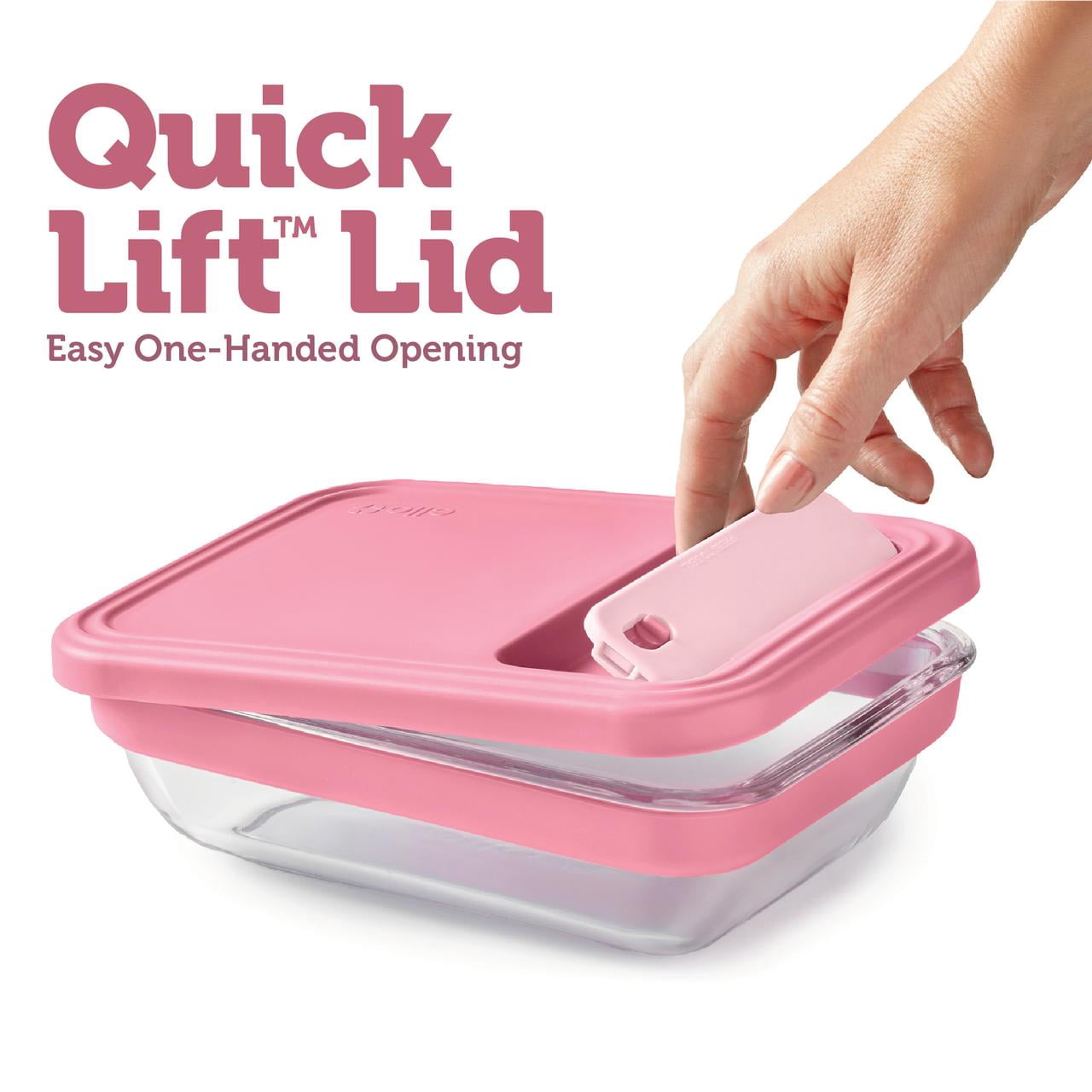 (2 pack) Ello Fresh Stack™ Glass Meal Prep Container | Airtight Leak-Proof Locking Lids, Dishwasher Safe, BPA-Free | 3.7 Cup | for Meal Prep and Food Storage | Roseberry