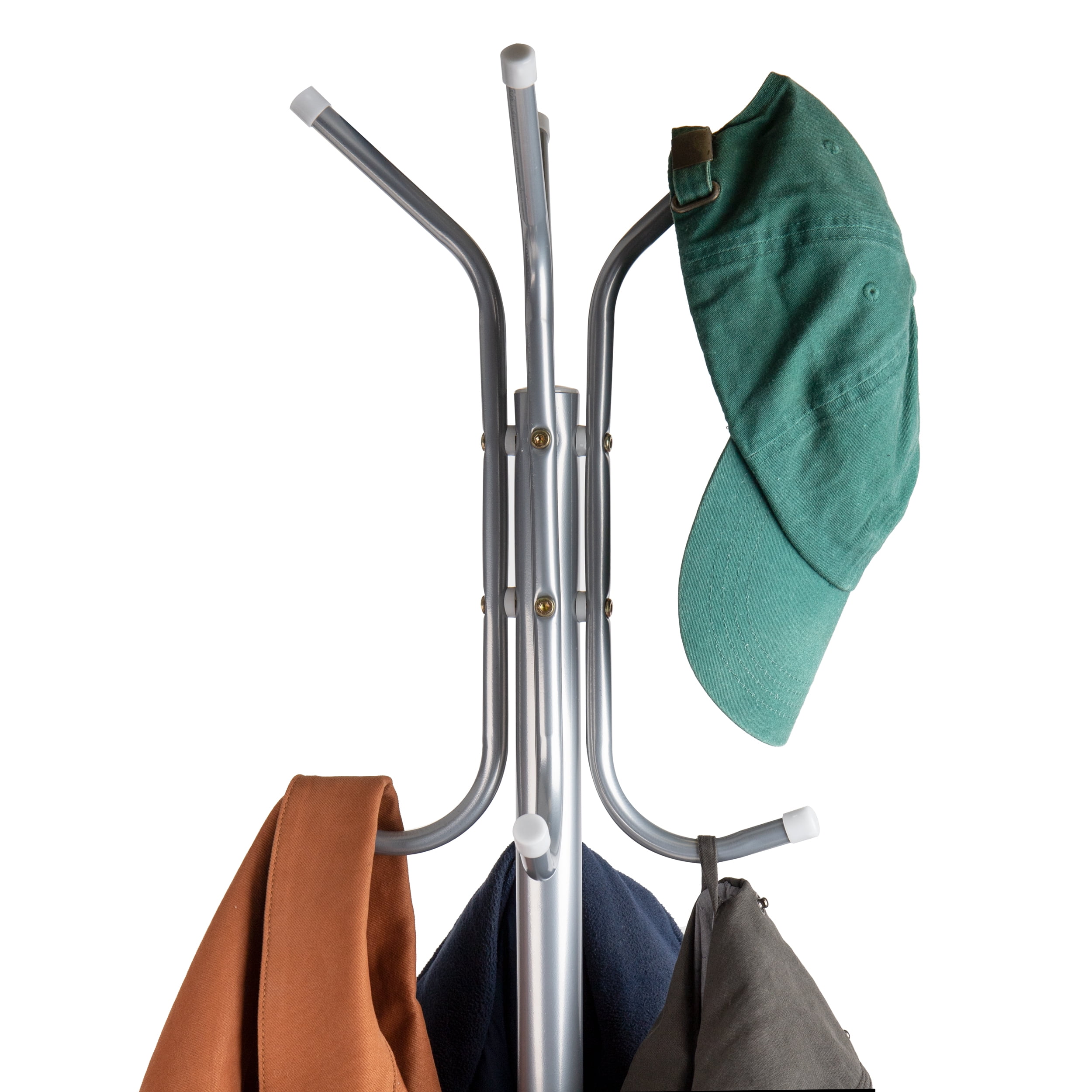 Mind Reader Freestanding Coat Rack, Multi-Hook Organizer for Office or Entryway, Metal, Silver