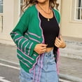 thumbnail image 3 of Fmbrln Womens Trendy Knitted Cardigan Sweaters Long Sleeve Front Tie Stripe Print Cardigans Casual Loose Comfy Cardigan Coat Green S, 3 of 5