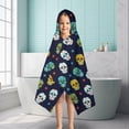 thumbnail image 6 of Navy Colorful Skull Pattern Hooded Bath Towel，50"x30" for Ages 3 To 12 Kids, Quick Dry Lightweight Soft Microfiber Hood Beach Towel Cover Up for Kids, 6 of 7