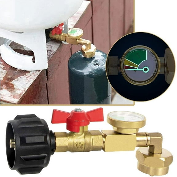 Upgraded Propane Refill Adapter for 1 lb,  Propane Adapter 20lb to 1lb Converter with Efficient Off Valve and ON-Off Control, Fits QCC1/Type 1 Tank, 90 Degrees Elbow Design