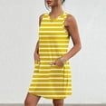 thumbnail image 3 of LYEAA Womens Casual Dresses with Pockets Plus Size Crew Neck Sleeveless Midi Dresses Striped Dressy Pullover Dresses Comfort Vacation Dresses Yellow M, 3 of 6
