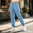 thumbnail image 2 of Womens High Waisted Baggy Sweatpants Fleece Lined Sweatpants Fall Winter Athletic Joggers Lounge Trousers Cinch Bottom Sweatpants, 2 of 5