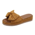 thumbnail image 2 of OOOUM Bow Platform Sandals For Women Comfortable Cushioned Soft Wedge Sandals Open Toe Slip On Casual Summer Beach Flats Yellow US:7, 2 of 8