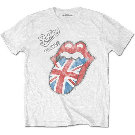 The Rolling Stones Unisex T-Shirt Vintage British Tongue (Soft Hand Inks/Retail Pack) (Small)