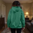 thumbnail image 4 of WTOBBY Women's Solid Color Hooded Sweatshirt with Pocket Long Sleeve Casual Pullover Fall Fashion Top for Street Style and Daily Activities,Dark Green 2XL, 4 of 4