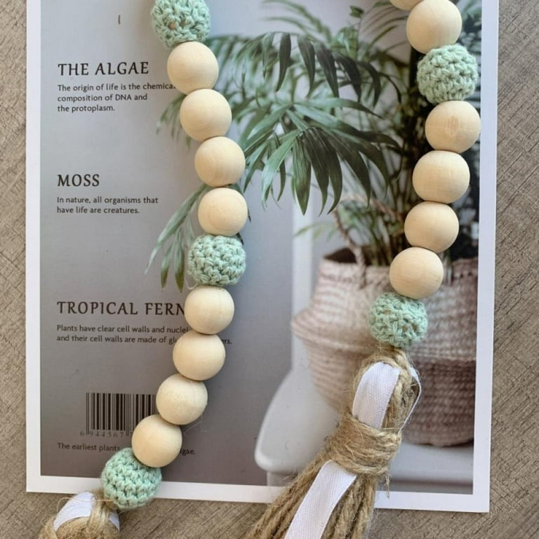 Farmhouse Beads Wood Bead Garland with Tassels Rustic Country
