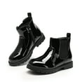 thumbnail image 2 of Dream Pairs Girls Side Zipper Chelsea Ankel Boots Little Kid/Big Kid SDBO2219K BLACK/PAT Size 2, 2 of 5