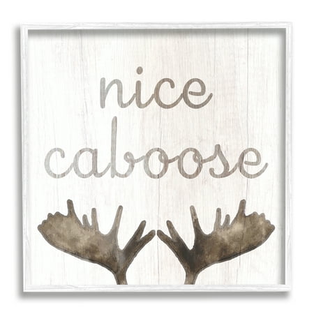 Stupell Nice Caboose Bathroom Moose Antlers Animals & Insects Painting White Framed Art Print Wall Art