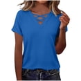 thumbnail image 3 of Short Sleeve Shirts for Women Spring Tops for Women 2026 V Neck Criss Cross Tees Womens Summer Tops, 3 of 6