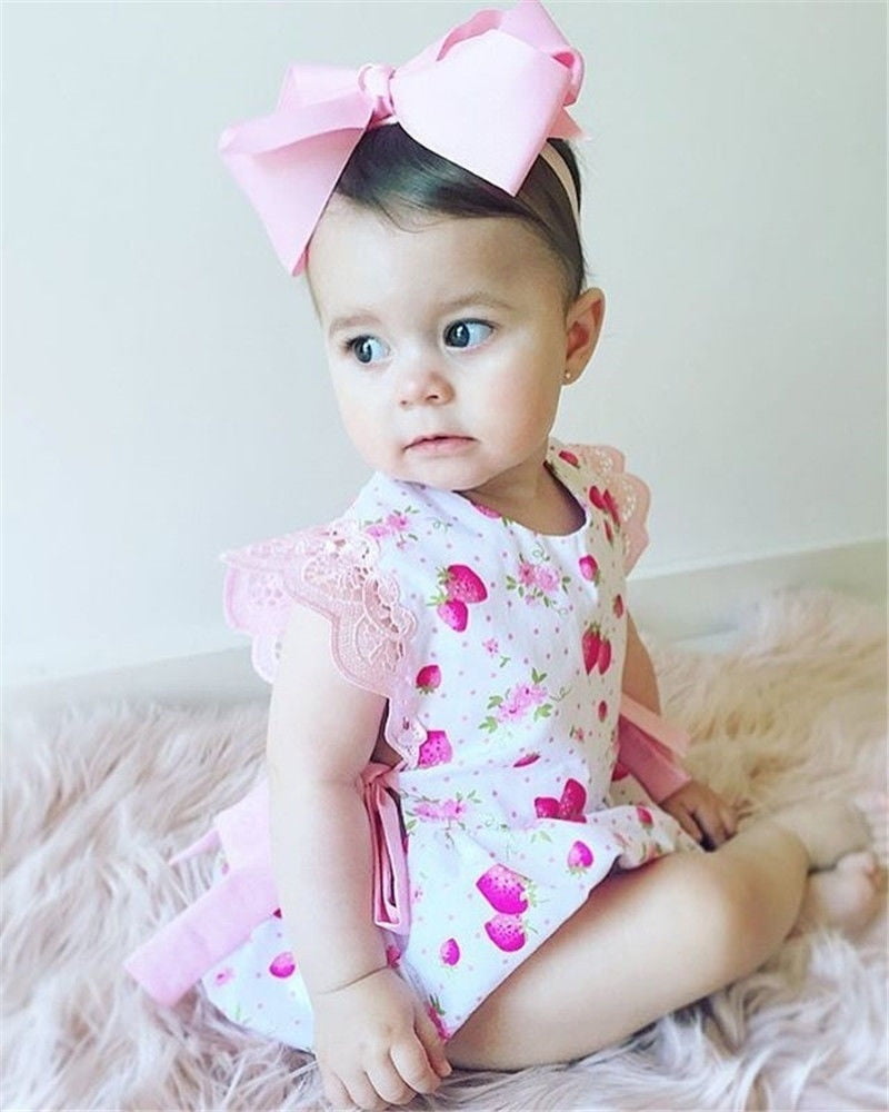 baby girl strawberry romper