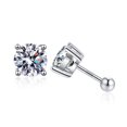 thumbnail image 1 of Pendientes de diamante de moissanita de laboratorio de corte redondo brillante de Color D para mujer, joyería de boda chapada en oro de Plata de Ley 925, 1 of 5