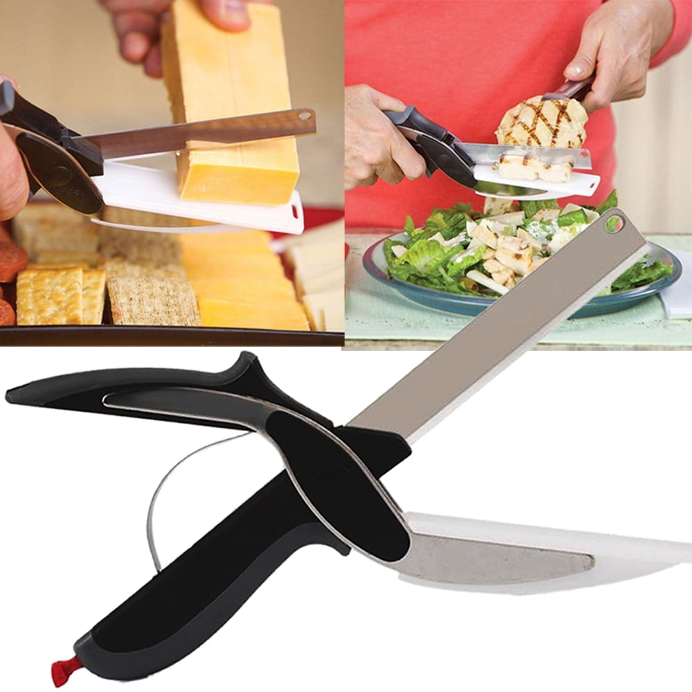 Smart Clever Cutter Kitchen Scissors Shears Food Chopper Metal Slicer Knife Cutting Board