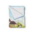 thumbnail image 2 of Harvest Soft Flannel Fleece Throw Blanket, Countryside Image with Grazing Cow Wheat Field and Rural House, Cozy Plush for Indoor and Outdoor Use, 50" x 70", Pale Sky Blue and Multicolor, by Ambesonne, 2 of 5