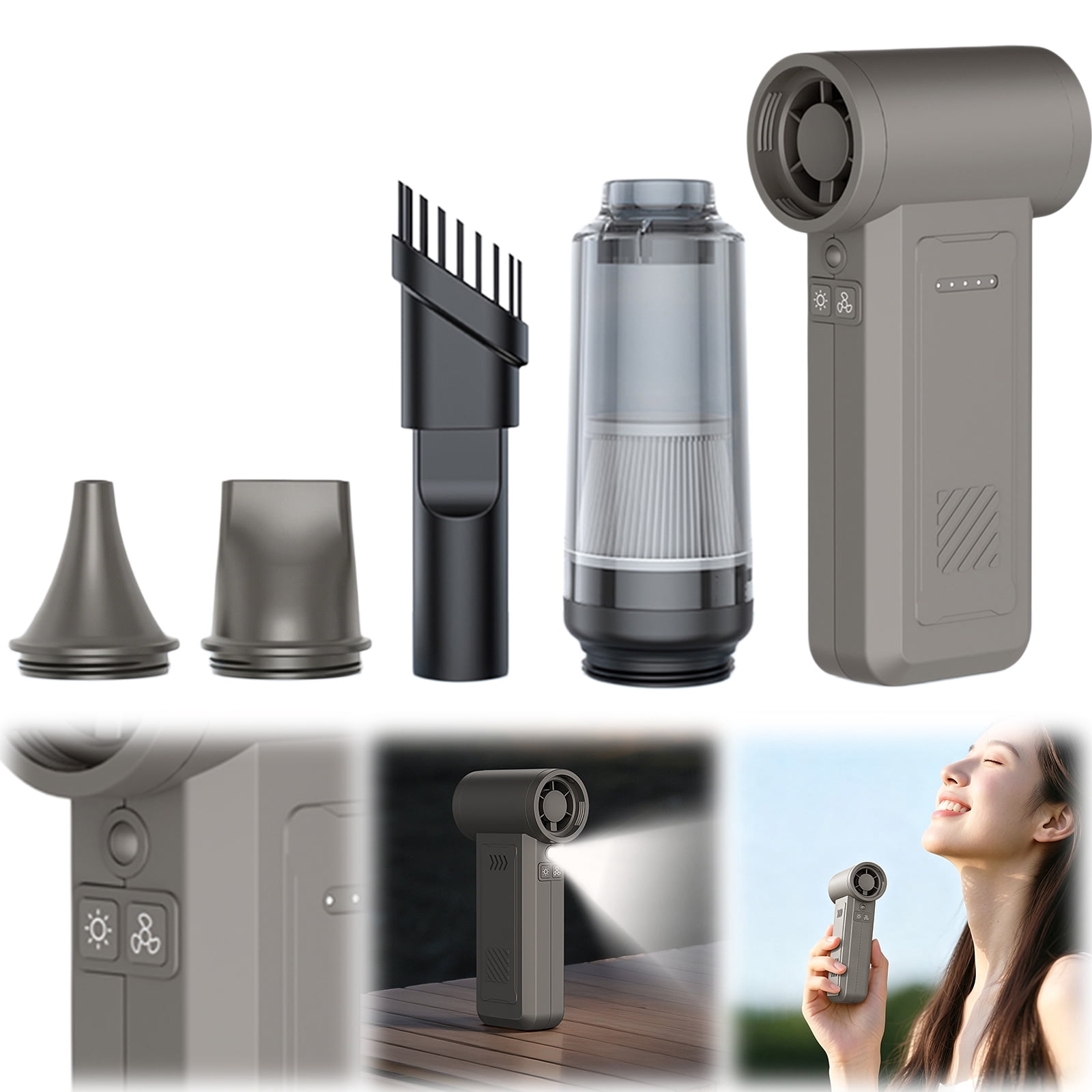 HUISZJ 2 in 1 Compressed Air Duster, Adjustable Speeds Super Power Cordless Air Duster, 4000mAh Battery Lightweight Air Duster for Computer House Outdoor (Khaki)