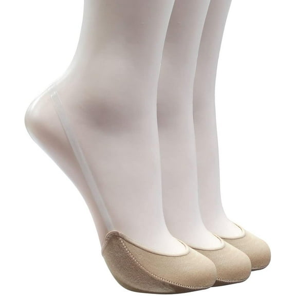 Women's Cotton Toe Topper No-Show Half Liner Socks with Sling Back for Heels/Toe Covers
