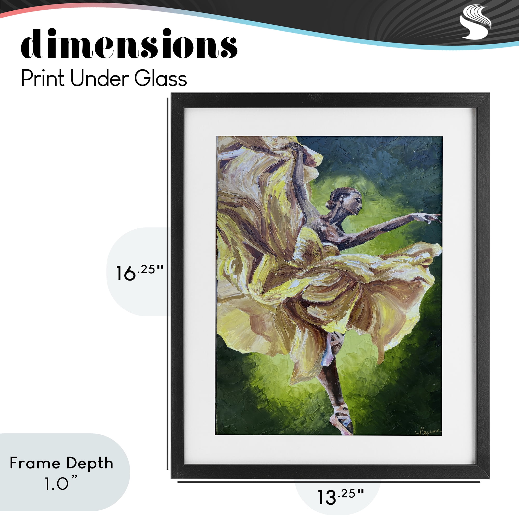 Stupell Industries Primavera Ballet Dancer Black Framed Print Under Glass, design by Lauren Luna