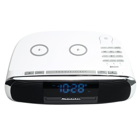 Studebaker - Workstation Hi-Fi CD Clock Radio and Wireless Charging Station - White