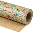 thumbnail image 2 of AllWays Plaza 30 Inch Kraft Floral Wrapping Paper Roll - 30 Inch x 33 Feet - Spring Summer Garden Flower Design Perfect for Wedding, Bridal Shower, Birthday, 2 of 6