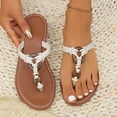 thumbnail image 2 of White Female Spring Summer Flip Flops With Round Toe Flat Sole Suitable For Beach And Park Visits, 2 of 9
