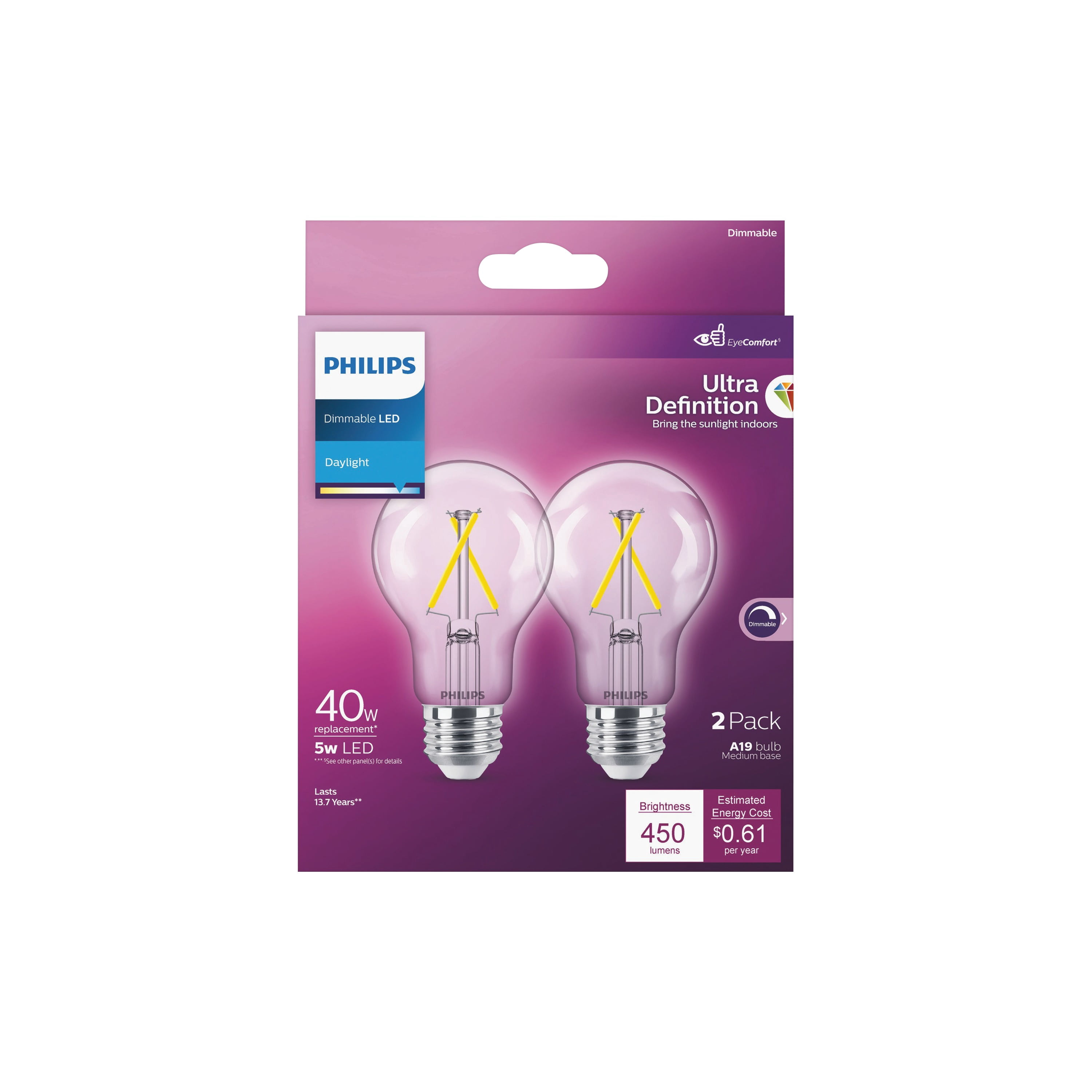 Philips 2pk 40w Clr A19 Led Bulb 573469