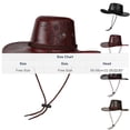 thumbnail image 3 of Unisex Faux Leather Cowboy Hat, Embossed Leaf Pattern, Wide Brim Western Hat, 3 of 3
