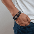 thumbnail image 4 of Pulsera Hombre LUCKMAN de Cruz Piel Vegana y Acero Inoxidable Modelo Saul plateado UNITALLA, 4 of 6