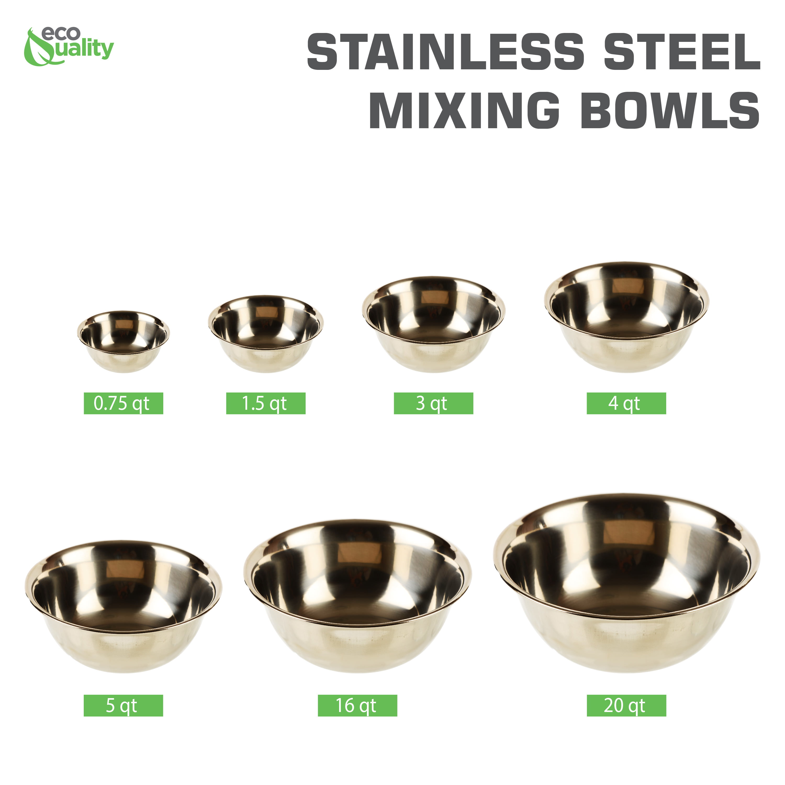  AtHomeBaking Stainless Steel Mixing Bowl - 10 inch - 5 Quart -  Metal Mixing Bowls - 304 Stainless Steel Mixing Bowls - Baking Bowl: Home &  Kitchen