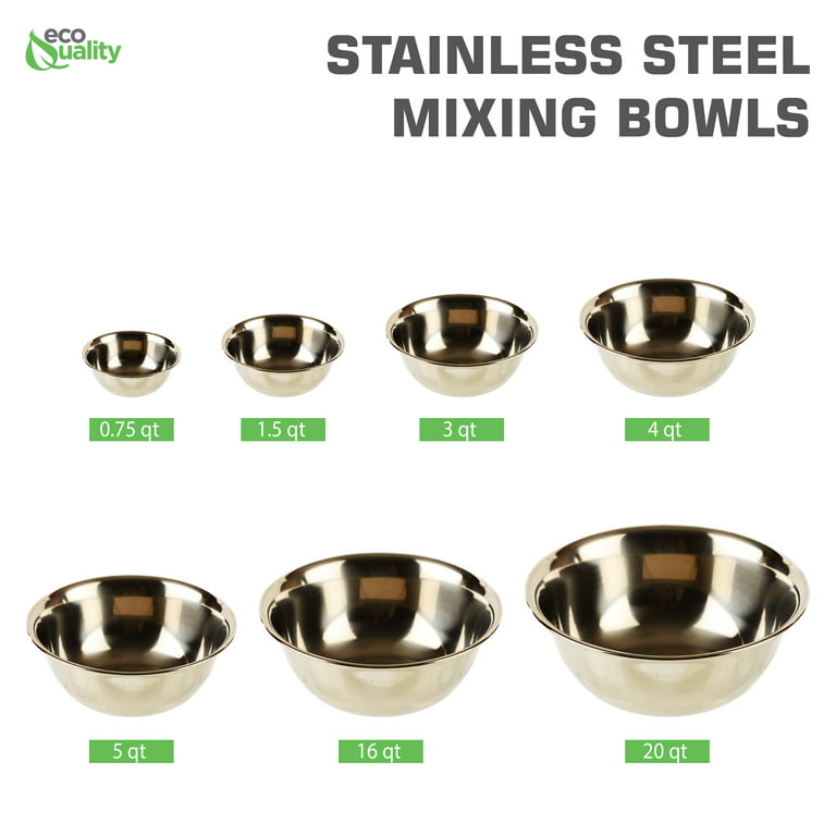  EcoQuality [1 PACK] 16 Quart Large Stainless Steel Mixing Bowl  - Baking Bowl, Flat Base Bowl, Preparation Bowls - Great for Baking,  Kitchens, Chef's, Home use (16 qt): Home & Kitchen