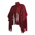 thumbnail image 4 of Femmes Col Roulé Franges Veste Batwing Vintage Pompon Cape Pull Surdimensionné Robe Sweat, 4 of 7