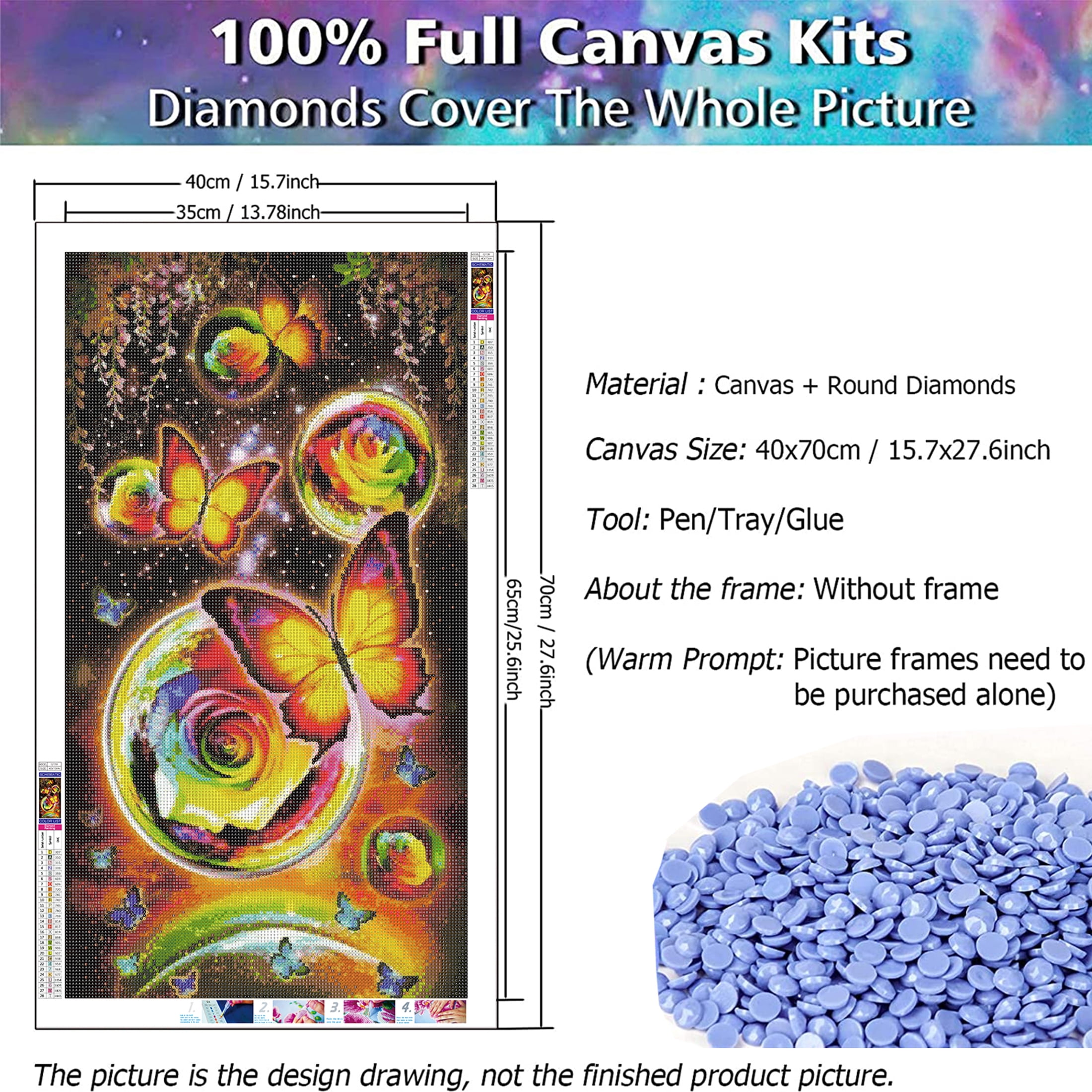YALKIN 5D Large Diamond Painting Kits for Adults (3.9x3.9inch