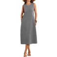 thumbnail image 3 of Summer Dresses for Women Casual Maxi Dress Vacation Long Sundresses Plaid Striped with Pockets Black Checkered M, 3 of 9