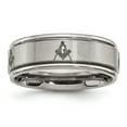 thumbnail image 1 of Beautiful Titanium Ridged Edge 8mm Laser Design Brushed & Polished Band, 1 of 2