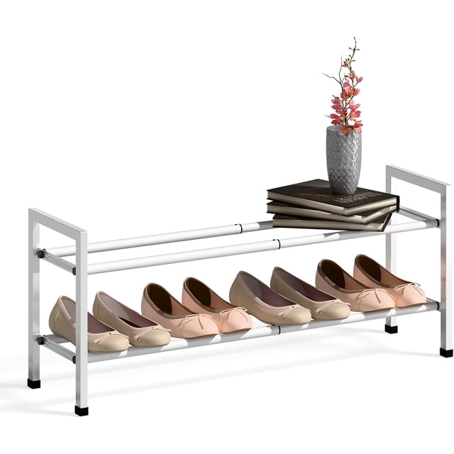 Expandable Shoe Rack for Closet \uC\uD Adjustable Shoe Rack for Small Space Small Shoe Organizer for Front Door Sturdy Metal