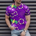 thumbnail image 5 of Charella Carnival T-shirts for Men Mardi Gras Decorations Short Sleeve Crewneck Tops 2024 Men Clothing Casual Fashion,Purple,XL, 5 of 5