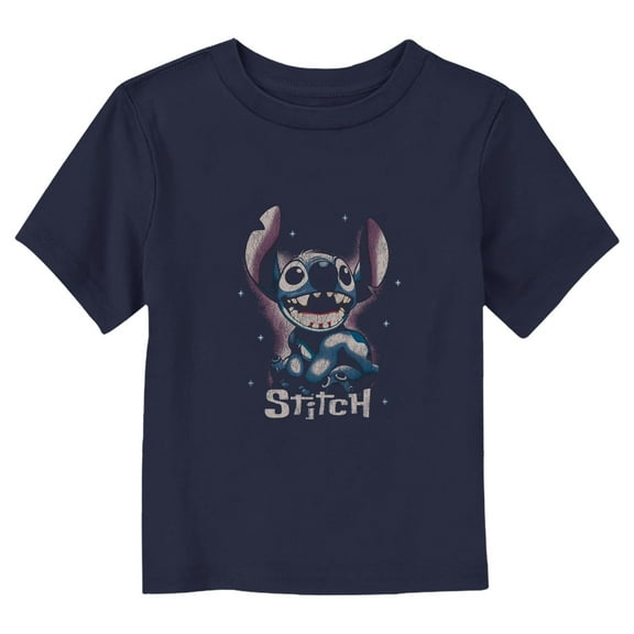 Toddler's Lilo & Stitch Distressed Airbrushed Stitch Portrait Graphic Tee Navy Blue 3T