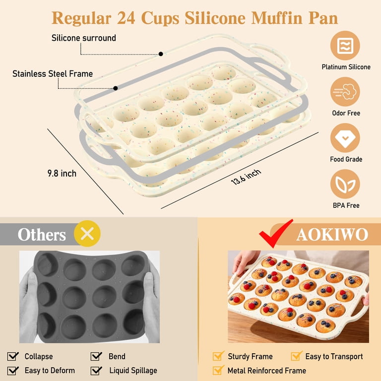 AOKIWO 24-Cup Silicone Mini Muffin Pan with Metal Frame photo 4