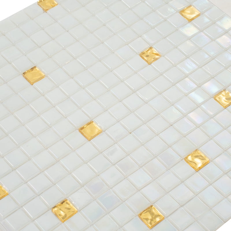 Apollo Tile Mingles 11.6 in. x 11.6 in. Glossy White and Gold Glass Mosaic Wall and Floor Tile (18.69 sq. ft./case) (20-pack)