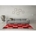 thumbnail image 3 of Ahgly Company Indoor Square Checkered Red Modern Area Rugs, 7' Square, 3 of 4
