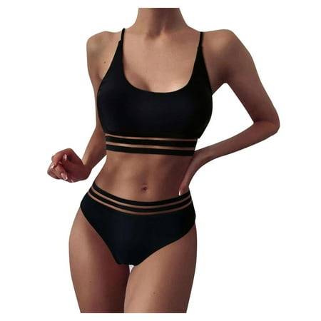 

BELLZELY Sports Bras for Women Clearance Women s Bikini Print Set Swimsuit Net yarn Filled Bra Swimwear Beachwear