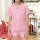 thumbnail image 2 of Odeerbi 2-12 Años Niños Niñas Pijama de Verano de Satén Con Solapa de Muesca Camisas de Manga Corta Conjunto de Shorts Suave Estampado de Estrellas Ropa de Dormir, 2 of 5