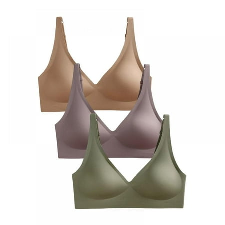 

Women Seamless Push up Bra Padded Soft Underwire T-shirt Bras - V Neck Soft and Light Basic Bras for Women Everyday Comfortable Bras(3-Packs)