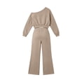 thumbnail image 6 of Itsame Girls 2-Piece Sweatshirt Set, Crop Relaxed Straight Leg Pants Outfit Casual Sporty Jogger Suit Khaki Size 12, 6 of 6