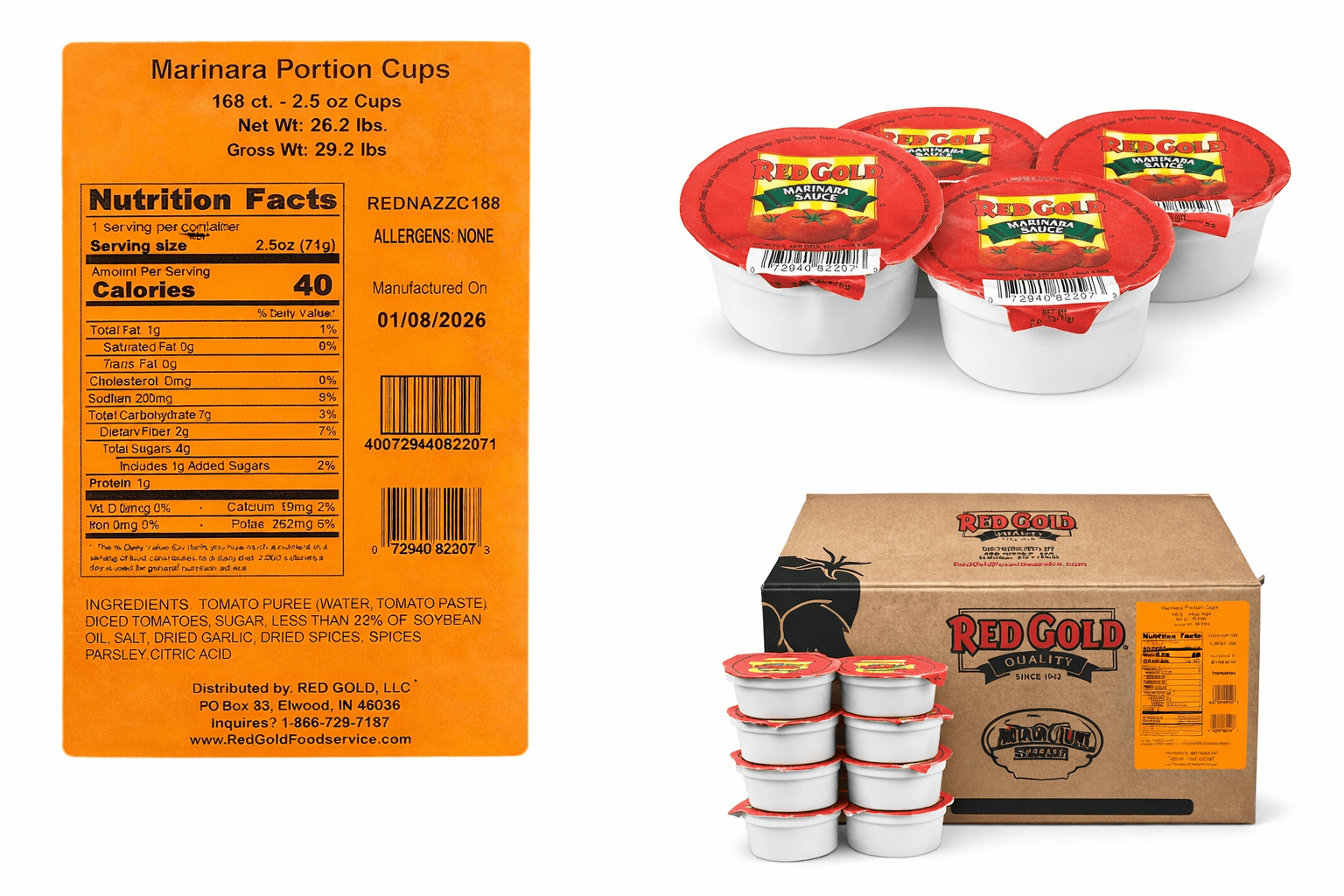 Red Gold 2.5 oz. Marinara Sauce Cups l Pack of 16
