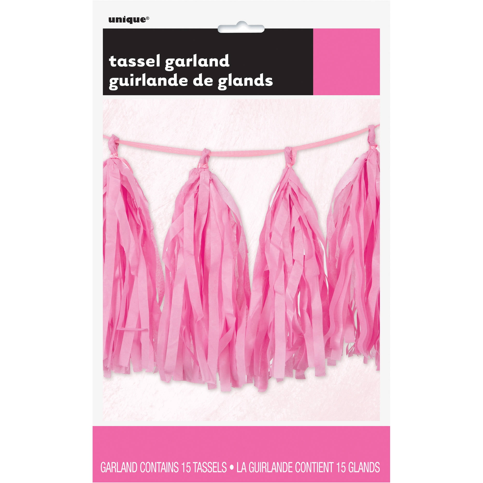 Tissue Paper Tassel Garland Kit (20 Tassels)- Pink Party - Candles4Less