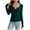 Green, variant on Women's Casual Long Sleeve V-Neck Pullover Blouse with Ruched Bust Detail and Solid Color Women's Pullover Tops