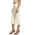 thumbnail image 3 of LMLYSoH Womens Wide Leg Capris Casual Fold Over Waist Stylish Solid Color Mid Rise Cropped Pants, 3 of 5