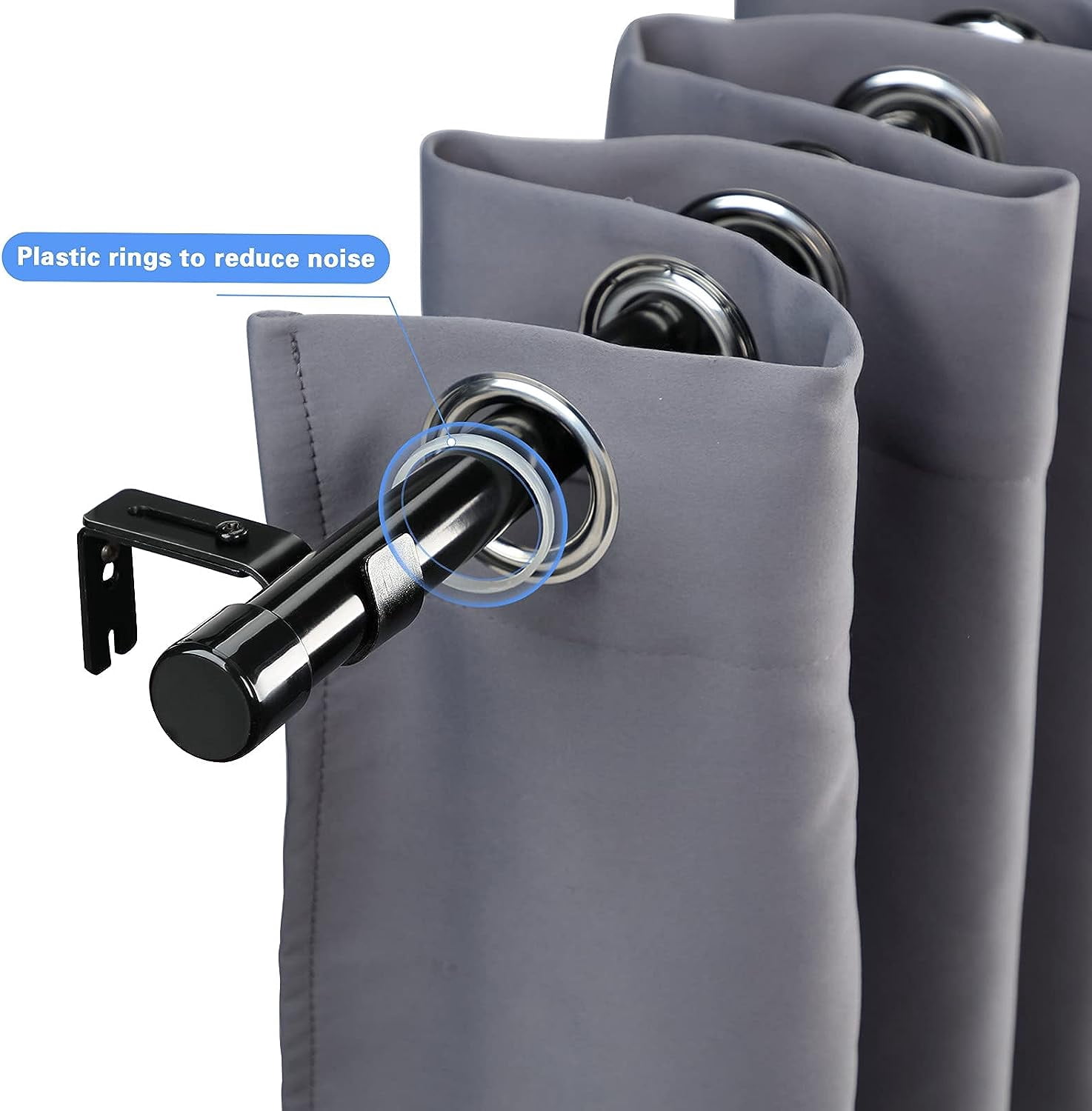 FLY HAWK Black Curtain Rods for windows 30 to 94 inches, 1 inch Metal Curtain Rod Kit with Adjustable Brackets