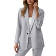 thumbnail image 2 of Women's Blazers Open Front Long Sleeve Work Office Womens Coats Cardigan Suit Jackets Blazer for Ladies Blazer Gray S, 2 of 7