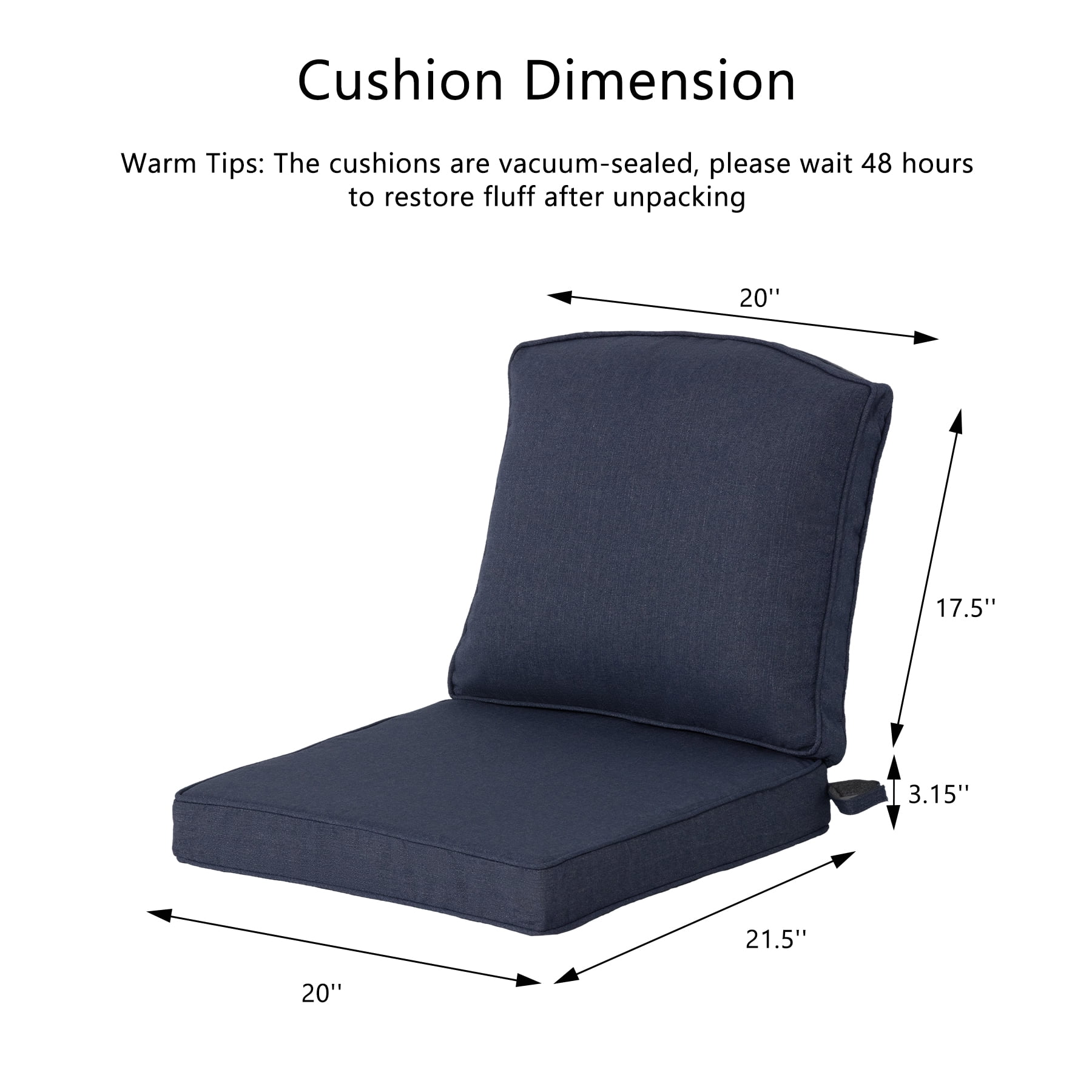 Goodgoods 20" x 21.5" Indoor & Outdoor Deep Seat Chair Cushions with Fasteners, Water & Fade Resistant, Sky